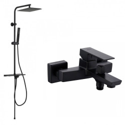 Czarna Bateria Paros z Nowoczesną Deszczownicą Svart - Elegancja i Styl w Łazience