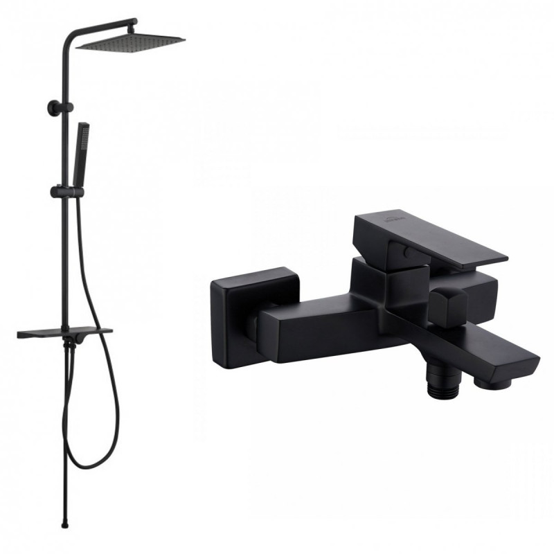 Czarna Bateria Paros z Nowoczesną Deszczownicą Svart - Elegancja i Styl w Łazience