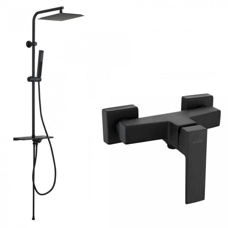 Luksusowy Zestaw Prysznicowy Paros Czarny z Deszczownicą Svart