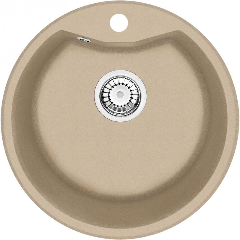 Stylowy Zlewozmywak Granitowy 48x48 z Nowoczesną Baterią Piaskowy ZRSB7803