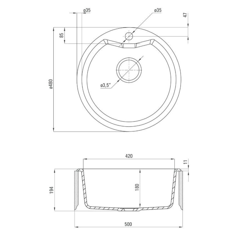 Stylowy Zlewozmywak Granitowy 1-komorowy + Nowoczesna Bateria Metalik ZRSBS803