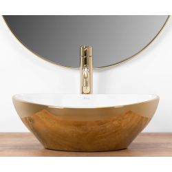 Elegancka Umywalka Sofia Gold/White - Luksusowa Nablatowa!