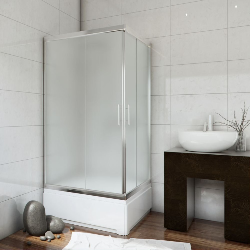 Stylowa Kabina Sigma 90x90 - Kwadratowa, Niska, Chromowane Wykończenie, Szkło Chinchilla