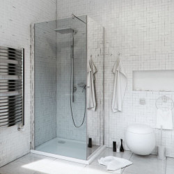 Elegancka Kabina Prysznicowa 90x90 z Lustrem – Stylowy Design, Chrom & Grafit!