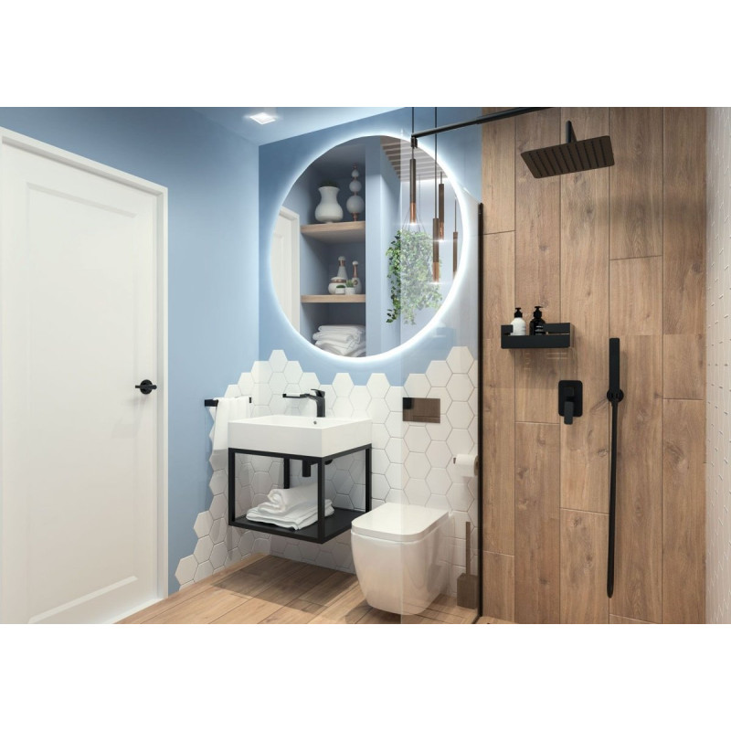 Elegantna umywalka Temisto 60x50 na blat z wiszącą konsolą – styl i funkcjonalność w jednym!