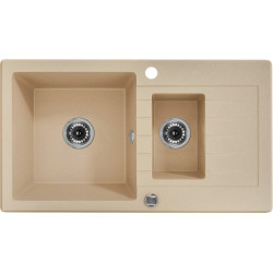 Nowoczesny zestaw: Zlewozmywak Zorba z ociekaczem + bateria piaskowa, 76x44cm