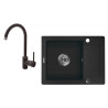 Zlewozmywak granitowy ZORBA 58x44 z baterią, nowoczesny design, grafitowy