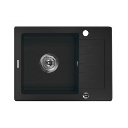 Zlewozmywak granitowy ZORBA 58x44 z baterią, nowoczesny design, grafitowy