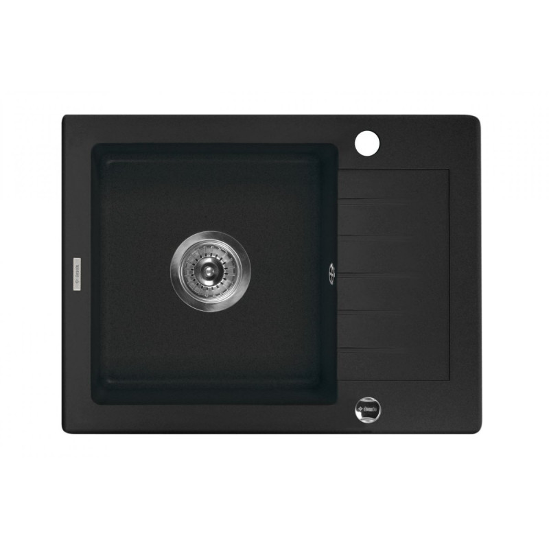 Zlewozmywak granitowy ZORBA 58x44 z baterią, nowoczesny design, grafitowy