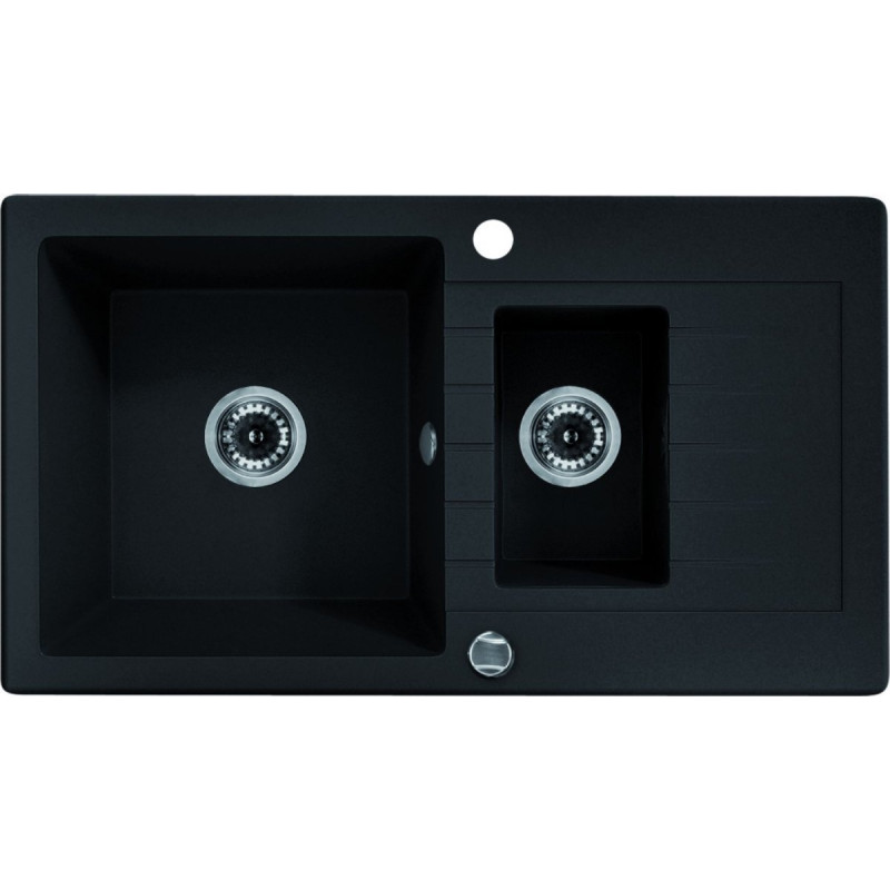 Granitowy zlewozmywak Zorba 1,5-komorowy z grafitową baterią - styl i funkcjonalność!