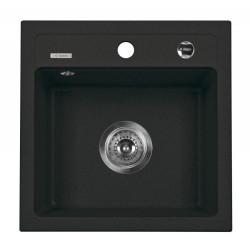 Kompaktowy Zlewozmywak Zorba 44x44 Granitowy + Bateria Stojąca, Elegancja w Twojej Kuchni