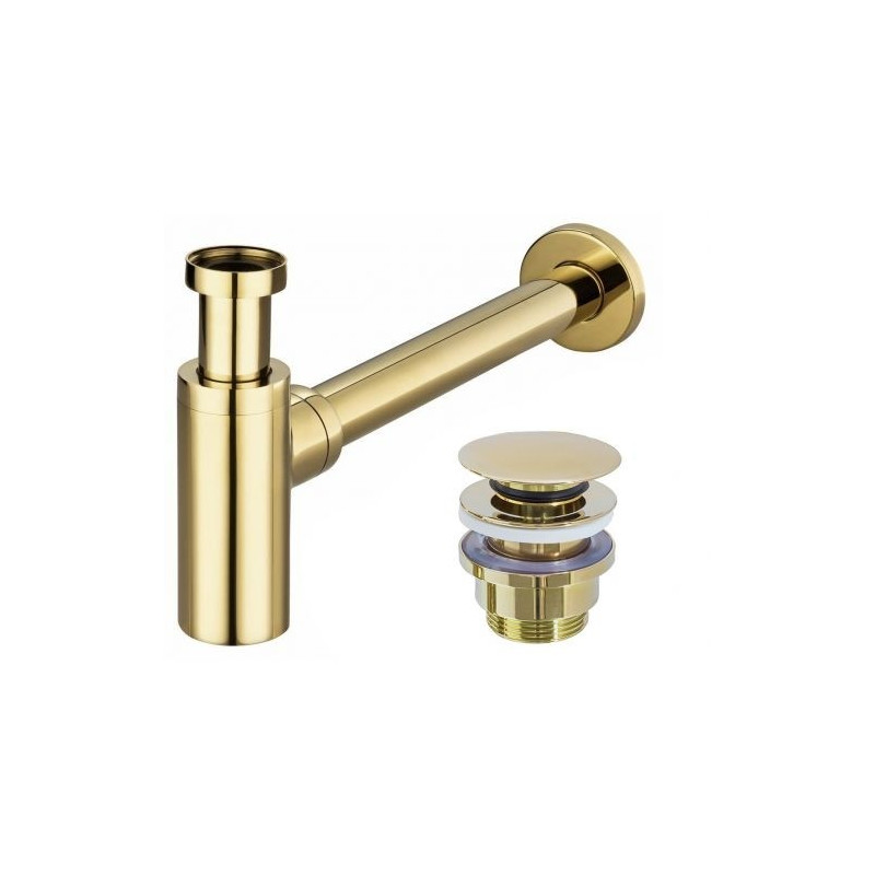 Elegancki Syfon Klik-Klak Złoty - Uniwersalne Rozwiązanie dla Twojej Łazienki