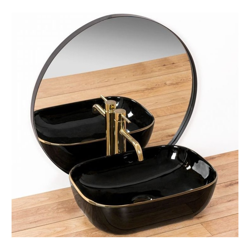Elegancka Umywalka nablatowa BELINDA Black/Gold – Styl i Klasa!