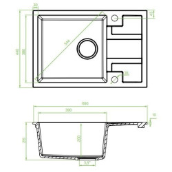 Laveo Barbados zlewozmywak granitowy beż 440x650 1-komorowy