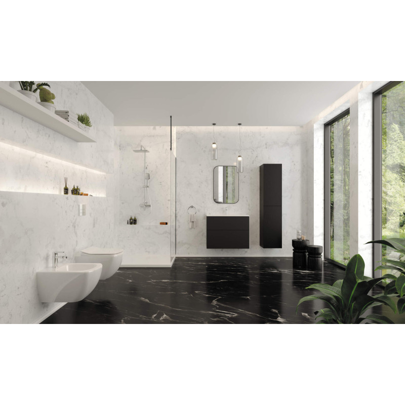 Elegancka Ścianka Prysznicowa Walk-In 90 cm Nero, Szkło Transparentne z Active Cover