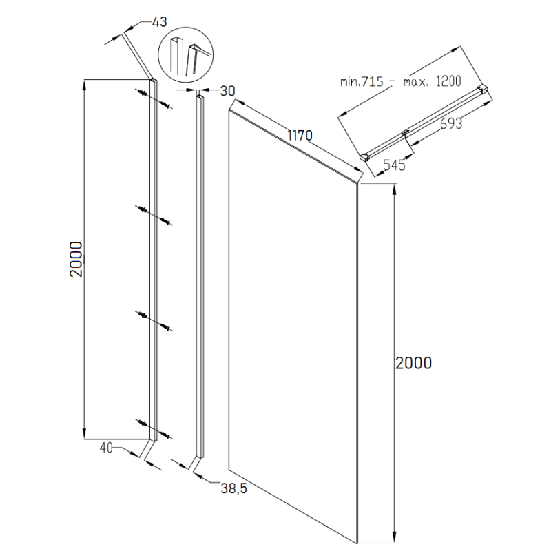 Stylowa Szklana Ścianka Prysznicowa Walk-in Czarna 120 cm - Nowoczesny Design dla Twojej Łazienki