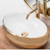 Stylowa Umywalka Nablatowa Linda Gold White - Elegancja Bieli i Złota w Twojej Łazience!