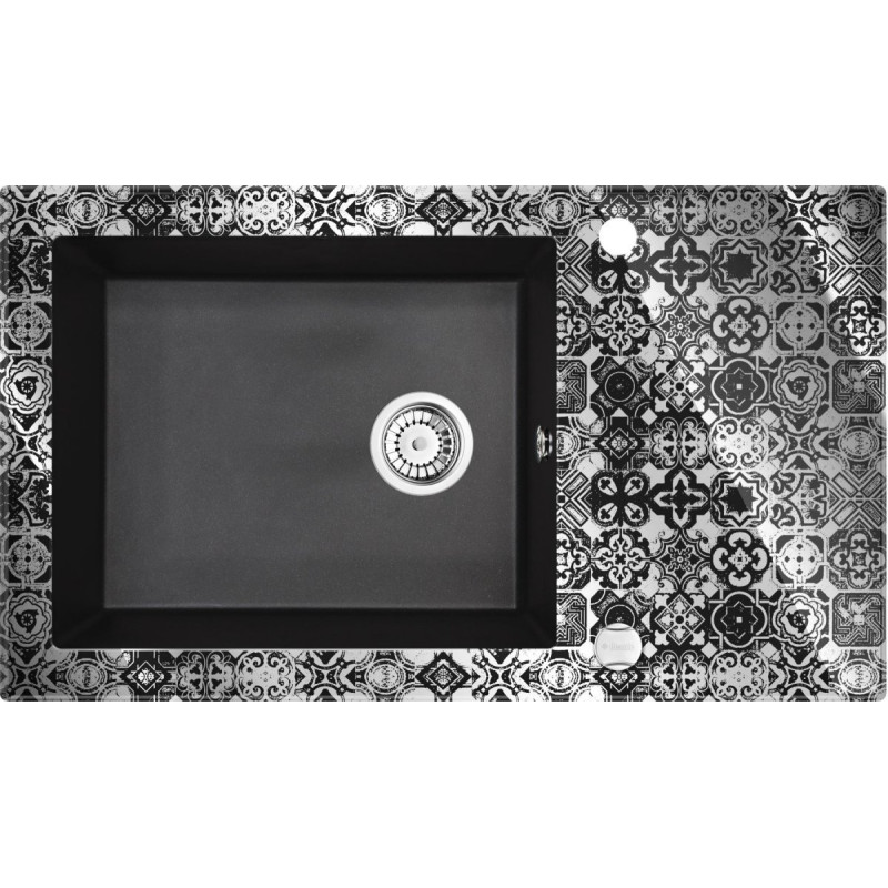 Zlewozmywak Premium Capella 1-kom. z Ociekaczem, Szklano-Granitowy, 86x50, Czarny