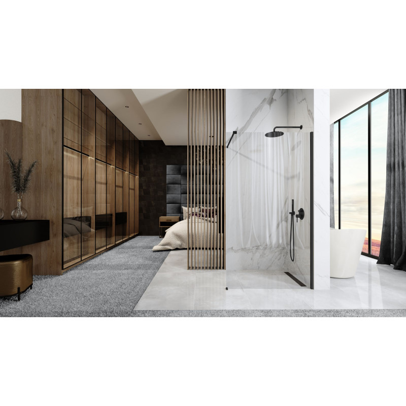 Nowoczesna Ścianka Prysznicowa AERO BLACK 90 cm - Elegancja i Funkcjonalność w Twojej Łazience
