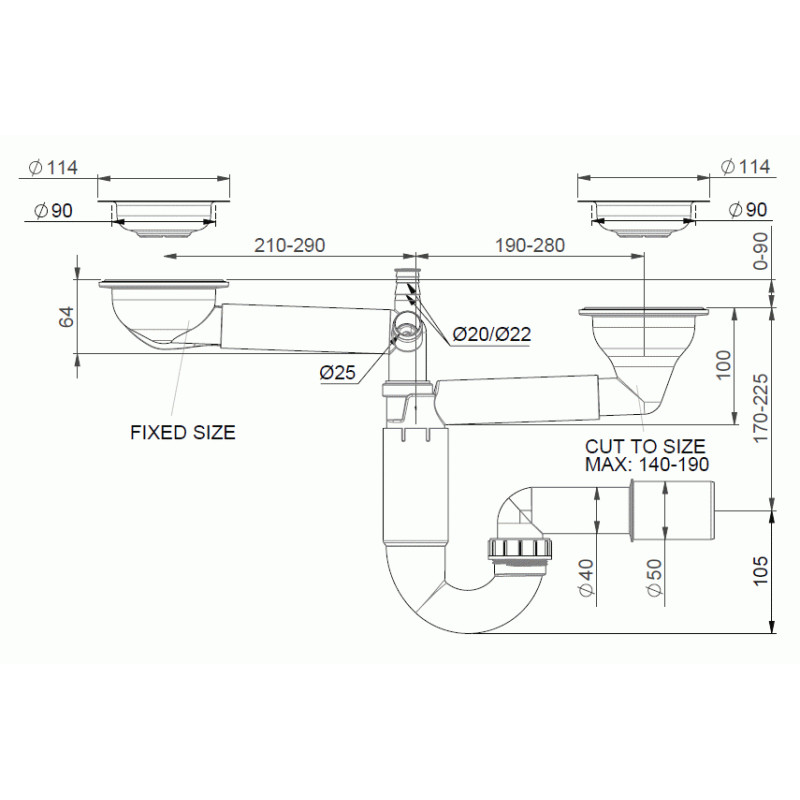 Uniwersalny syfon do zlewu dwukomorowego P-LOC - praktyczne i trwałe rozwiązanie