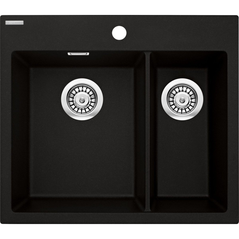 Granitowy Zlewozmywak Eridan 1,5-komory 60x52 - Styl i Funkcjonalność w Czarnej Barwie