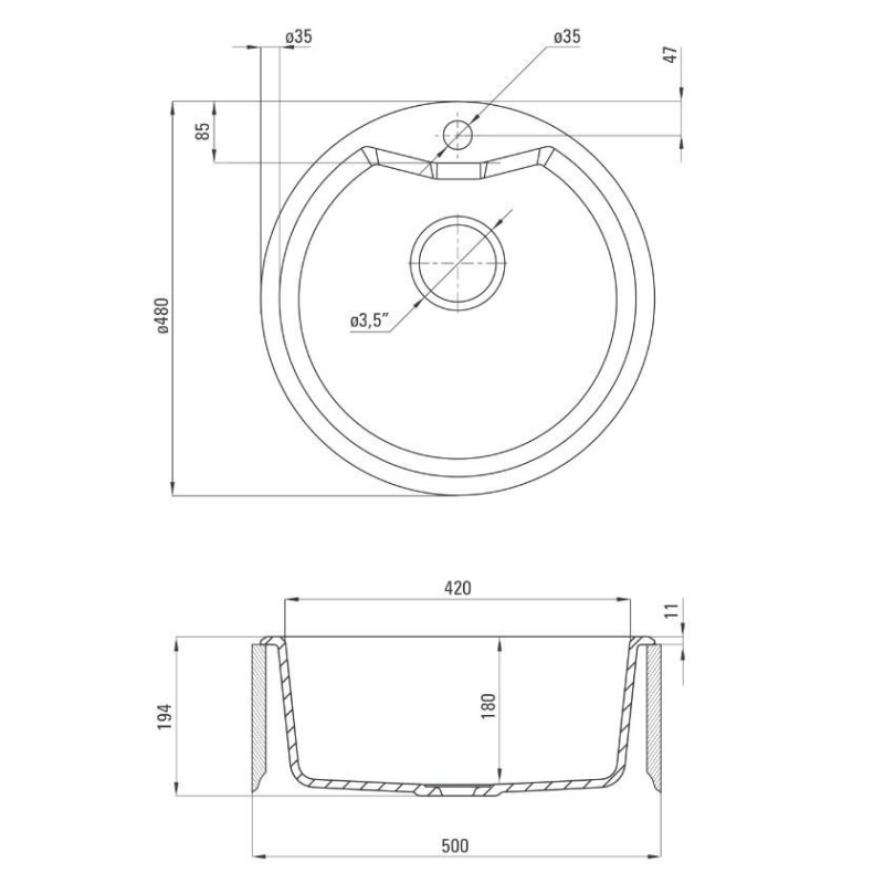 Solis Alabaster Zlewozmywak 1-komorowy z kołnierzem 48x48 – Elegancja i Funkcjonalność