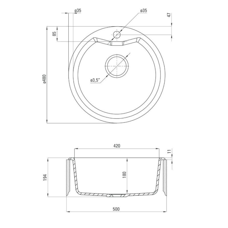 Nowoczesny zlewozmywak Solis 48x48 grafitowy – funkcjonalność i styl!