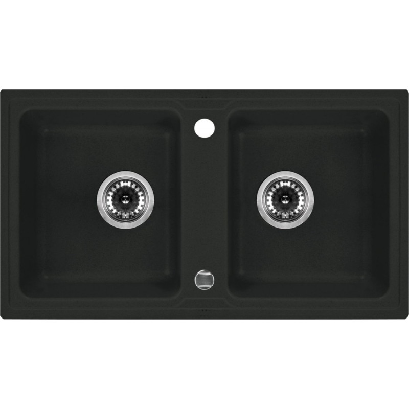 Zlewozmywak Zorba 2-komory 78x43, stylowy grafit bez ociekacza