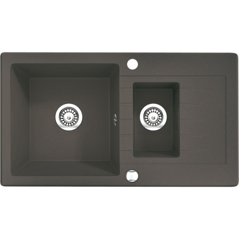 Nowoczesny Zlewozmywak Zorba 1,5-komorowy z Ociekaczem 76x44 cm - Grafitowy Elegancki Design