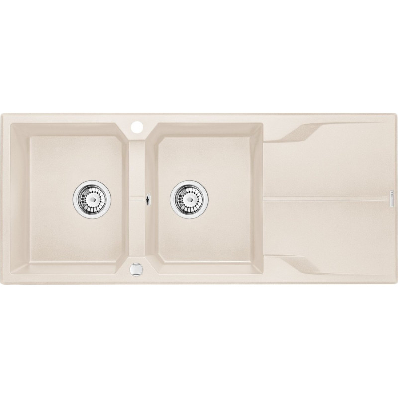 Elegancki Zlewozmywak Granitowy Andante: 2 Komory + Ociekacz, 116x50 cm, Beżowy