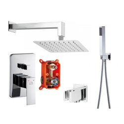 Kvadrato BOX Chrom - Elegancki Zestaw Podtynkowy z Regulowaną Deszczownią