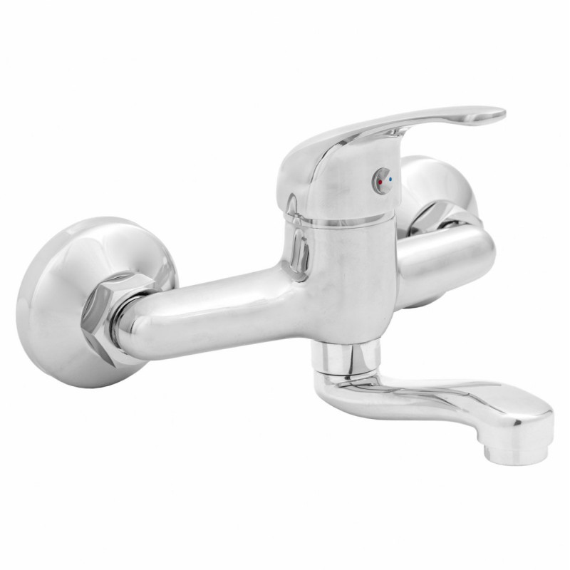 Invena Mitris - Ścienna Bateria Zlewozmywakowa z Ruchomą Wylewką, Chromowany Elegancki Design