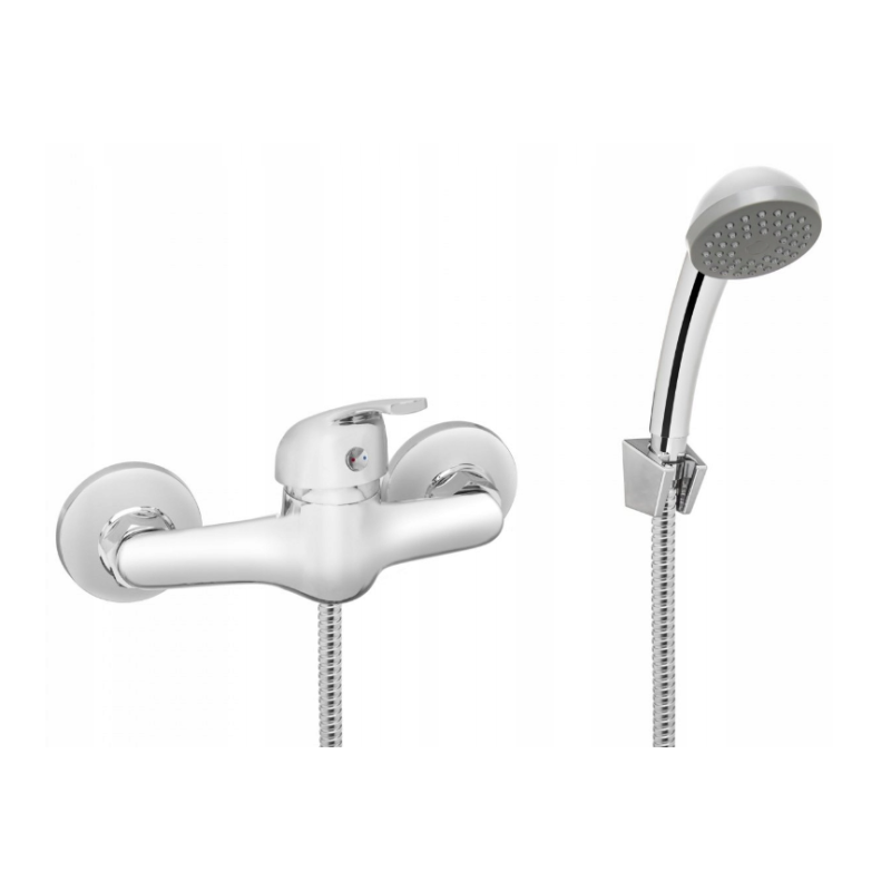 Stylowa bateria natryskowa Invena Mitris z wyciąganą wylewką, chromowany design