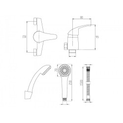 Stylowa bateria natryskowa Invena Mitris z wyciąganą wylewką, chromowany design