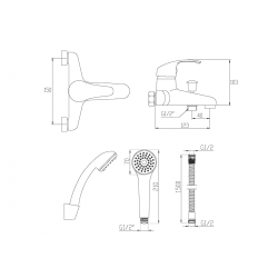 Ekskluzywna bateria wannowa Mitris z zestawem natryskowym - Chromowana elegancja!