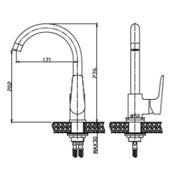 Nowoczesna Bateria Dokos Grafit/Chrom - Elegancja i Styl w Twojej Kuchni!
