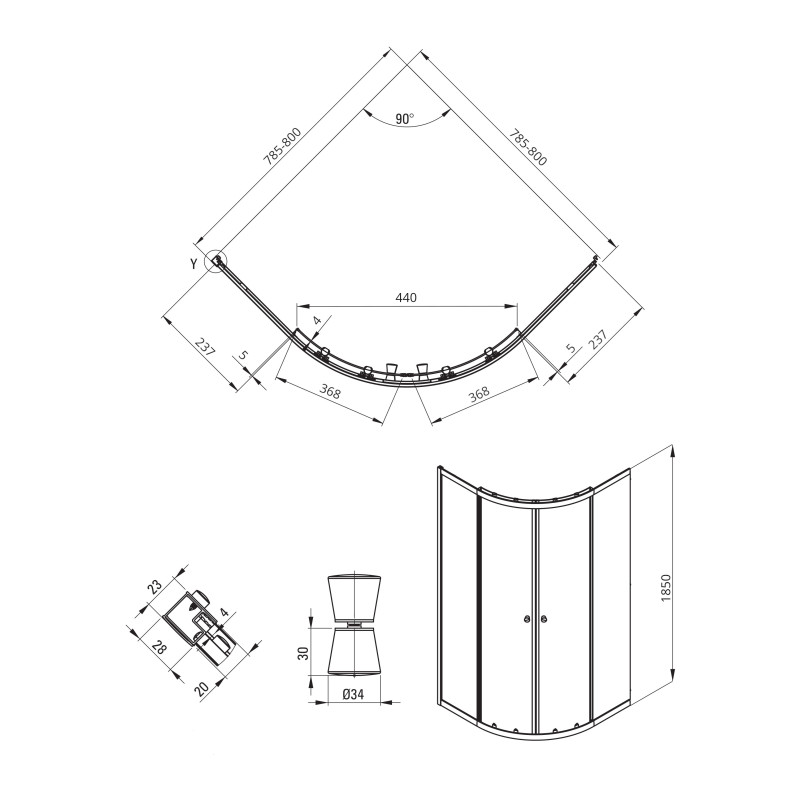 Przestrzeń Relaksu: Półokrągła Kabina Prysznicowa Deante Cilantro 80cm - Chrom, Transparentna