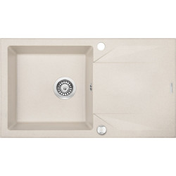 Elegancki zlewozmywak Evora 1-komorowy z ociekaczem beżowy 78x44 cm