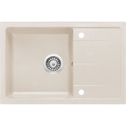 Elegancki zlewozmywak granitowy LEDA 67x44cm beżowy z ociekaczem – nowoczesny design!