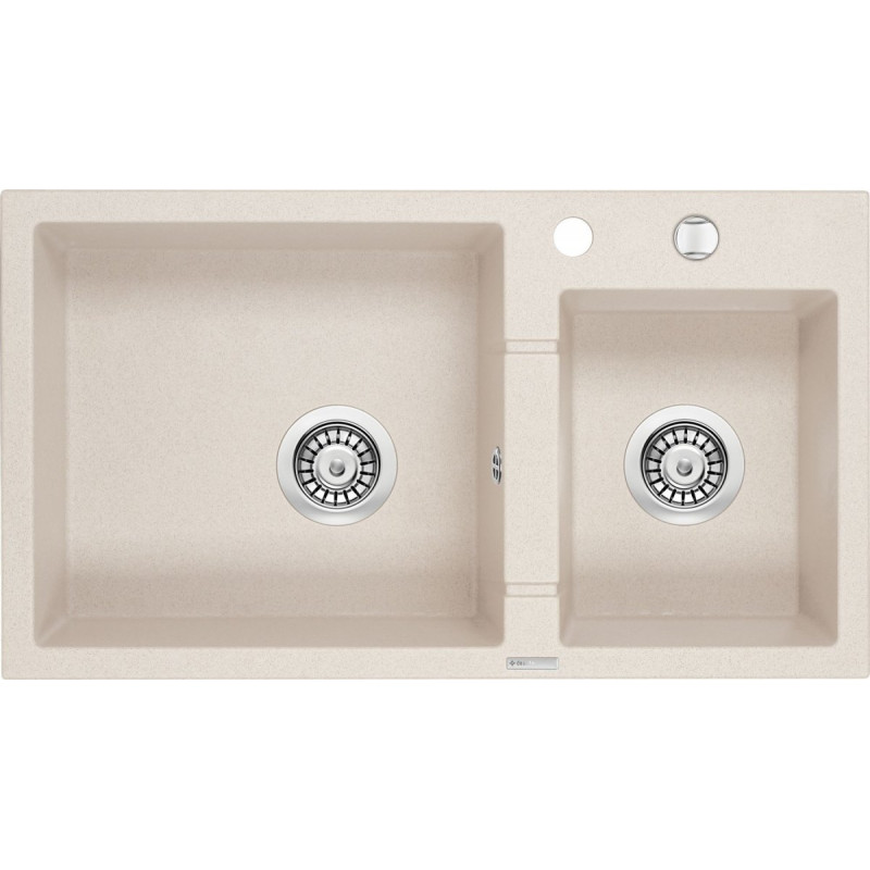 Granitowy zlewozmywak Piva 78x44 cm, 2 komory, beż: elegancja w Twojej kuchni!