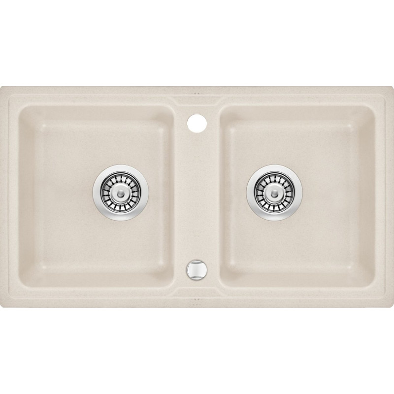 Elegancki zlewozmywak granitowy Zorba 78x43 cm - beżowy, 2-komorowy!