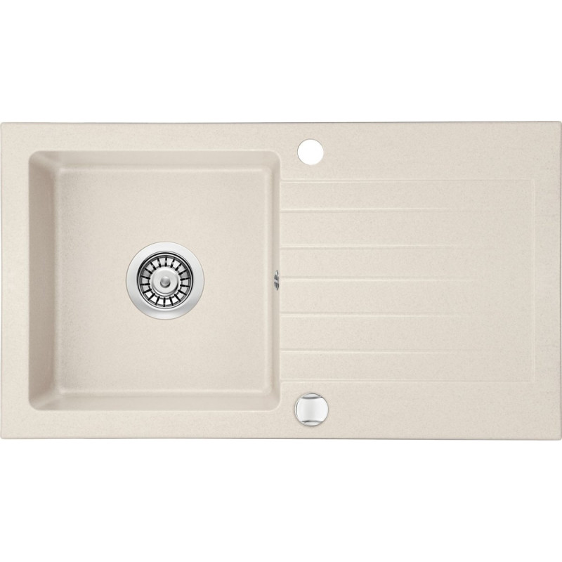 Elegancki Zlewozmywak Granitowy Zorba 1-komorowy z Ociekaczem 76x44 Beżowy