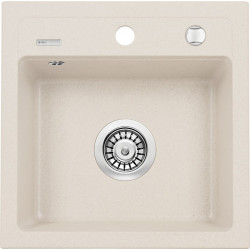 Kompaktowy zlewozmywak granitowy Zorba 44x44 cm, beżowy - nowoczesny design bez ociekacza!