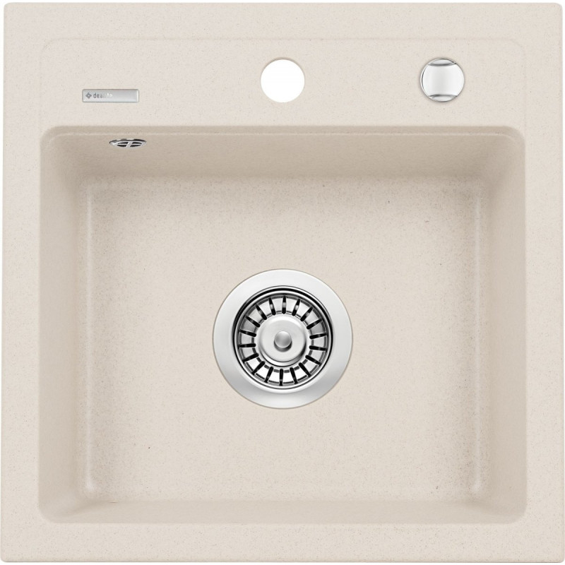 Kompaktowy zlewozmywak granitowy Zorba 44x44 cm, beżowy - nowoczesny design bez ociekacza!