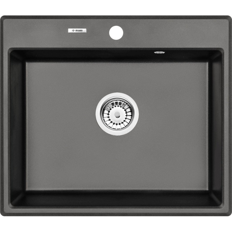Stylowy zlew granitowy Andante 1-komorowy, antracyt, 60x52 cm, kod: ZQN_T103