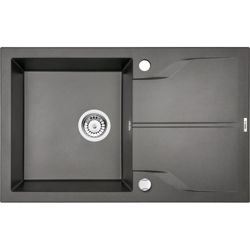 Stylowy zlewozmywak granitowy Andante z ociekaczem 78x49 cm, antracyt - ZQN_T113