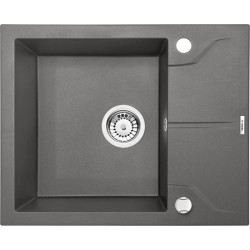 Stylowy zlewozmywak granitowy Andante z ociekaczem 59x49 cm, antracyt, model ZQN_T11A