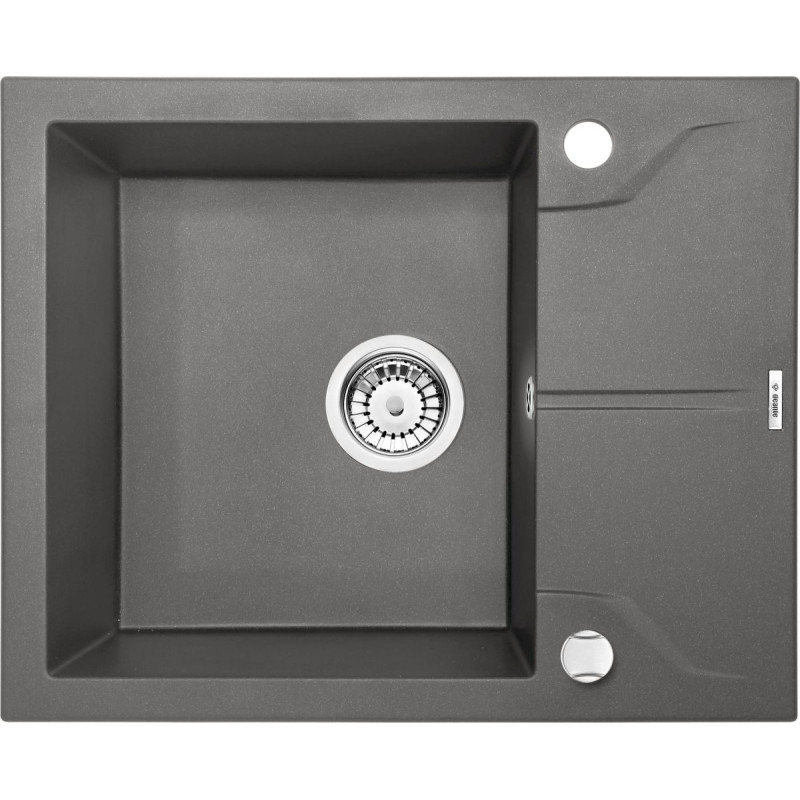 Stylowy zlewozmywak granitowy Andante z ociekaczem 59x49 cm, antracyt, model ZQN_T11A