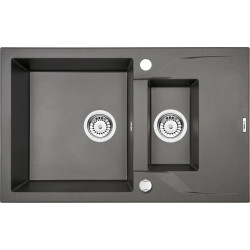 Elegancki zlewozmywak granitowy Andante 1,5 komory z ociekaczem 78x49 antracytowy