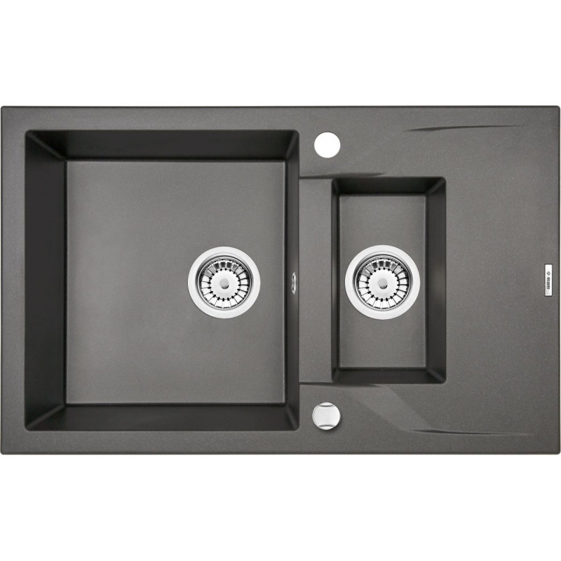 Elegancki zlewozmywak granitowy Andante 1,5 komory z ociekaczem 78x49 antracytowy